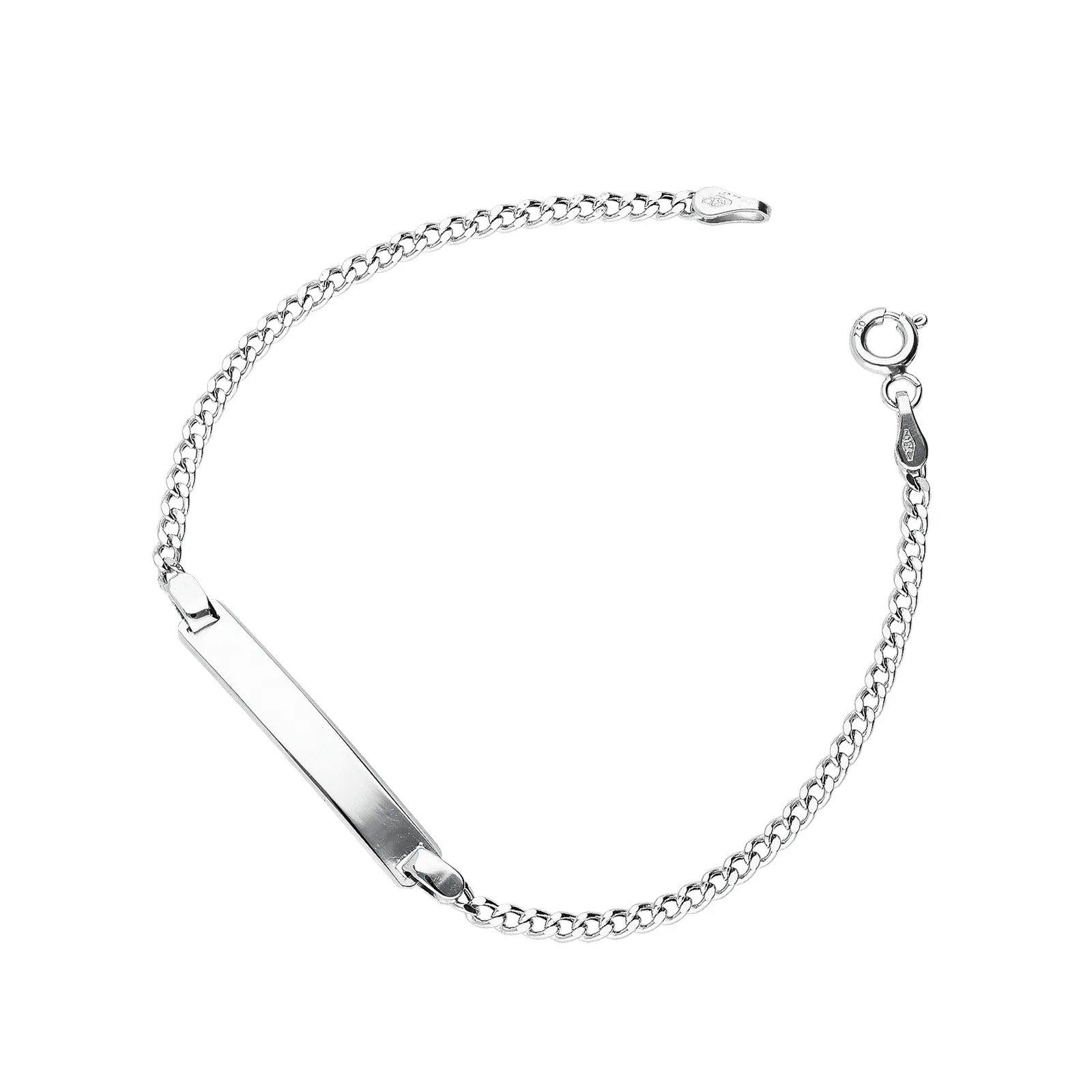 Bracciale con piastrina in oro bianco 18k, cm 16