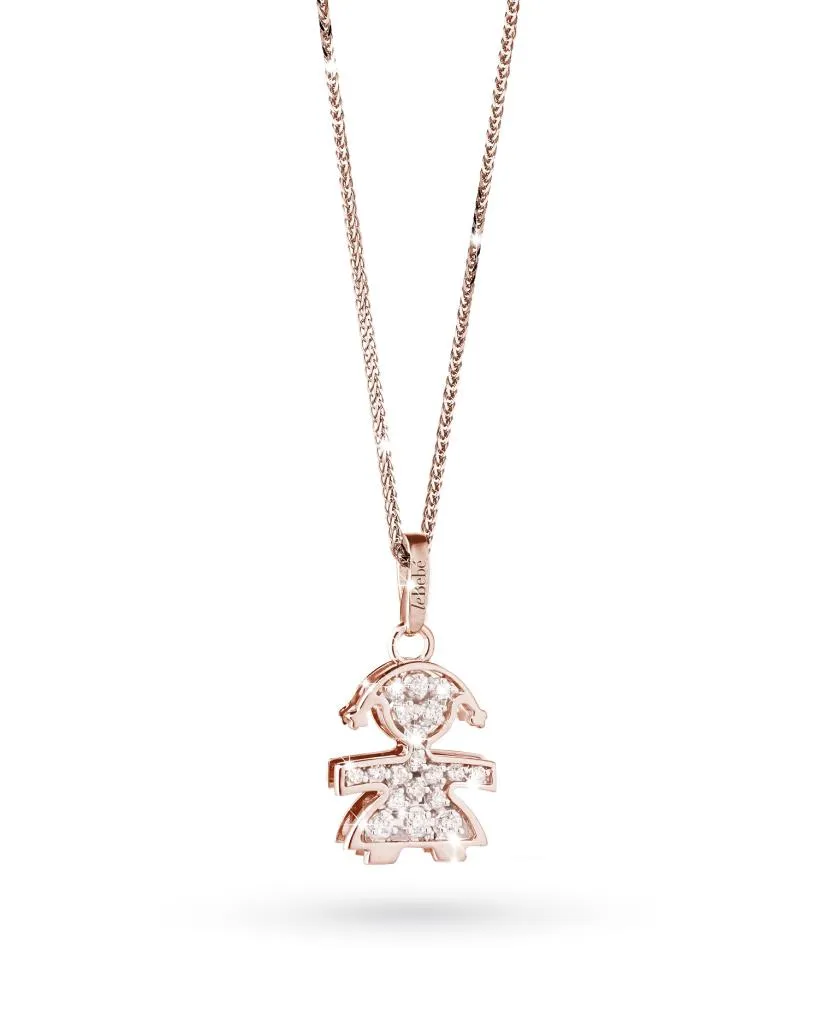 Ciondolo leBebe LBB020 bimba in oro rosa con diamanti