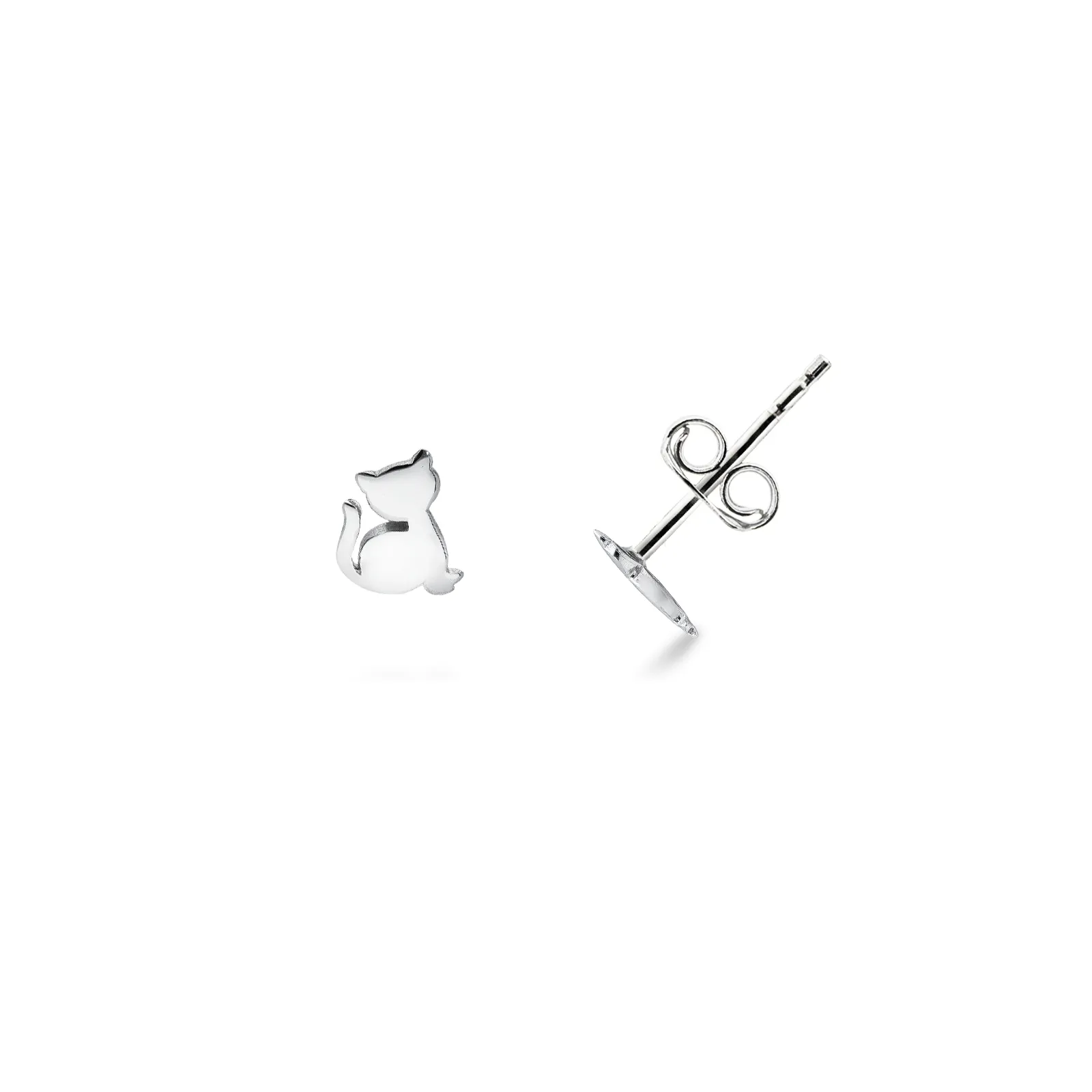Orecchini con gatto in Oro Bianco 18k.